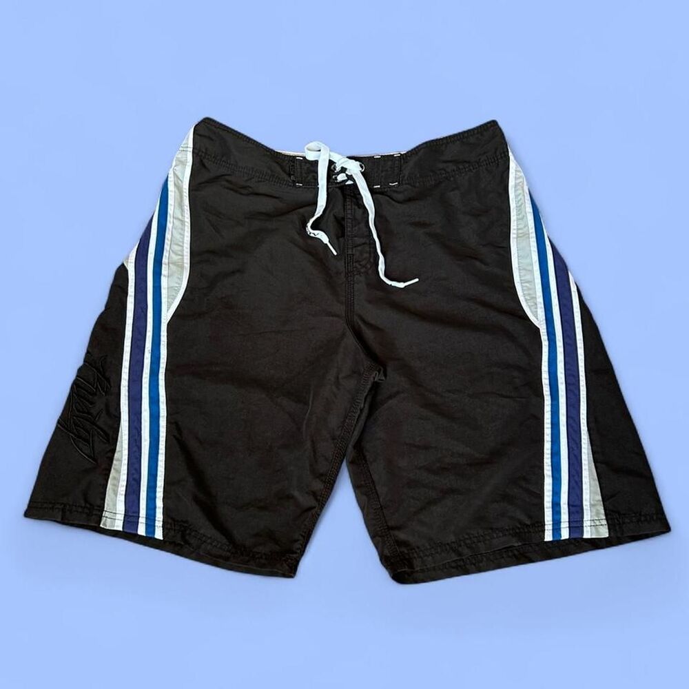 Rusty Surfwear Insane VTG Y2K Baggy Big Logo Striped Boardshort Surf Trunks